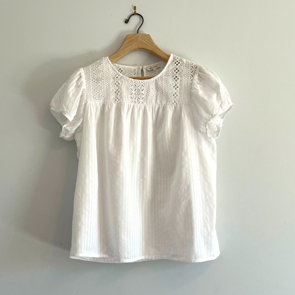 Ella Moss lightweight cotton and eyelet top S